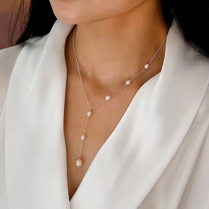 Valeria - Βινταζ Κολιέ με Κρεμάστρα και Μαργαριτάρια