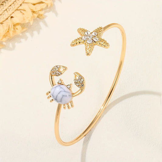 Ρυθμιζόμενο Χρυσό Δαχτυλίδι Καβούρι με Ενθεμένο Μαργαριτάρι