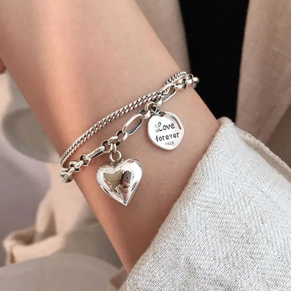 Βραχιόλι Ασήμι 925 με Σκάλισμα 'Love Forever' + 2 μπιρμπιλίκια δωρεάν