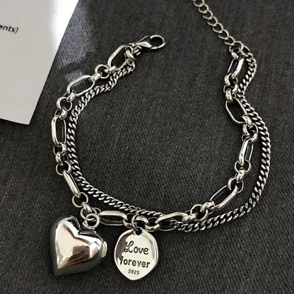 Βραχιόλι Ασήμι 925 με Σκάλισμα 'Love Forever' + 2 μπιρμπιλίκια δωρεάν