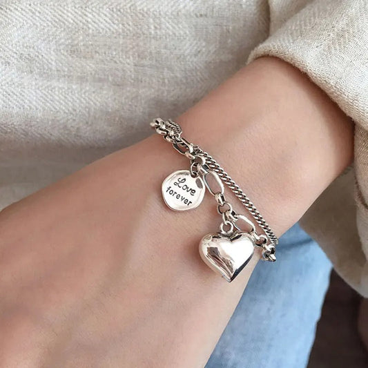 Βραχιόλι Ασήμι 925 με Σκάλισμα 'Love Forever' + 2 μπιρμπιλίκια δωρεάν